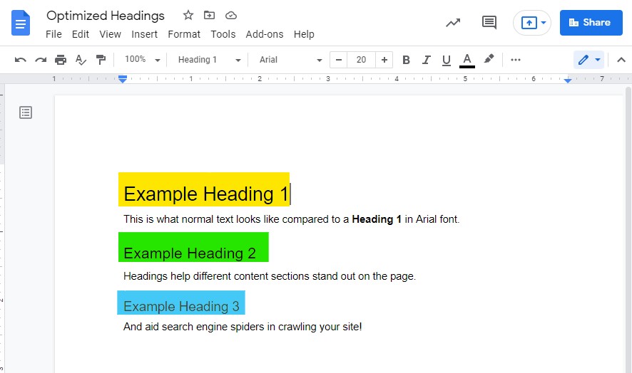 Headings are one of the top ways to optimize your page when doing SEO updates.