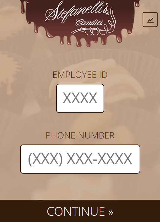 User interface for the Stefanelli's Candies Rewards Program