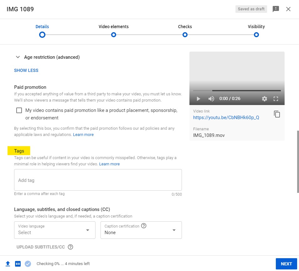 add tags to your youtube videos