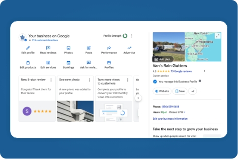 van's rain gutters google business profile optimized